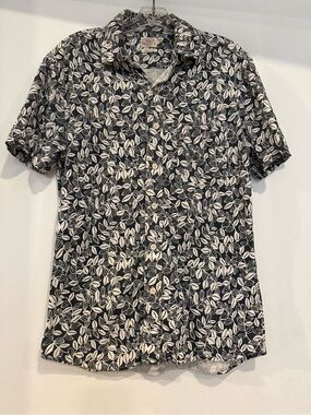 Faherty Organic Cotton Leaf Print Button Down Shirt Size S